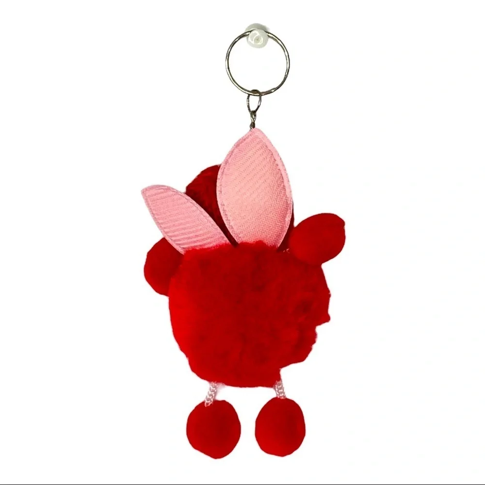 SLEEPY BABY WITH FAIRY WINGS SMALL POMPON IN RED  KEYCHAIN‎ CHARM